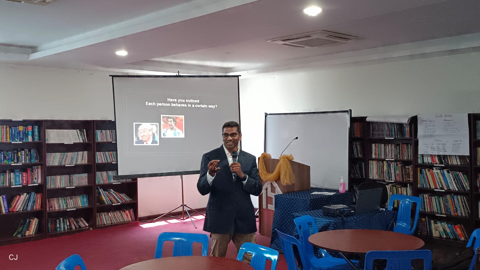 Thomas Raj Mohan speaking at a leadership workshop